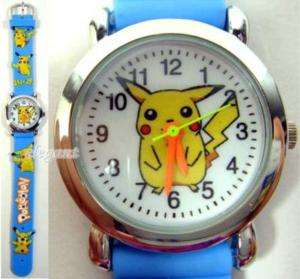 Pikachu Pokemon 3D Kinder Armbanduhr Uhren Watch Blau  