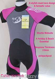 Childrens Shortie Wetsuit Triathlon Kids Wet Suit Pink  