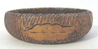 Vintage Wood Burn PYROGRAPHY Trinket Pin Tray Bowl  