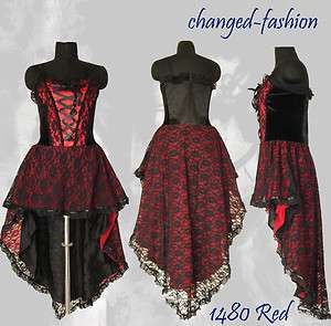 Corset Wedding Dress Gothic Prom Red Halloween Custom Made US Size 20 