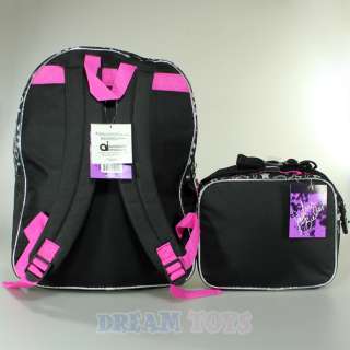 Justin Bieber Silver Glitter Black 16 Large Backpack and Lunch Bag 