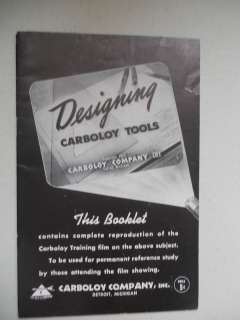 1942 Designing Carboloy Tools Catalog Booklet ORIG  