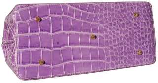 Genuine Italian Leather Handbag Satchel Tote Purple 805  