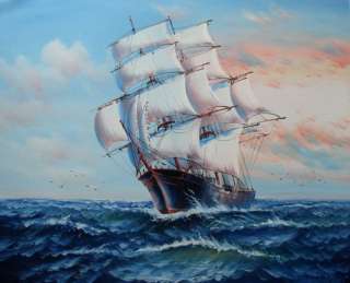 Museum Q. Hand Painted Oil Painting Sailing Ship   3, Large 20x24in 