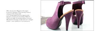 Purple Suede Open Toe Slingback Heel Pumps shoes All Sz  