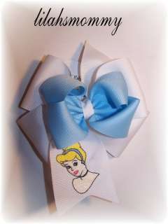 Custom boutique embroidered Cinderella hair bow  