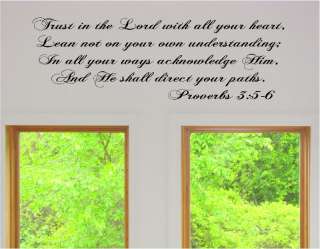 Trust in the Lord w/all your heart Proverbs 35 6 Vinyl Wall Art Word 