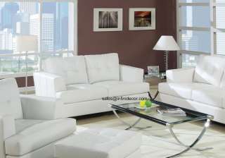 White Bonded Leather Sofa 15095 Modern Couch  