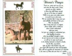 Horse Horses Prayer Card Cards Bookmarks  