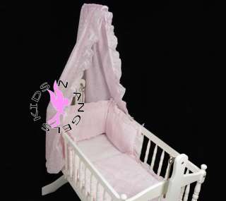 Broderie Anglais 3 piece Swinging Crib Bedding Set Pink  