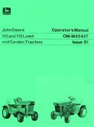 John Deere 110 112 Lawn Tractor Operators Manual JD  