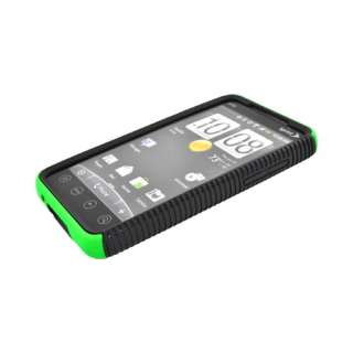 For HTC EVO 4G Neon Green Black Dual Flex Hard Case Gel Cover TPU 