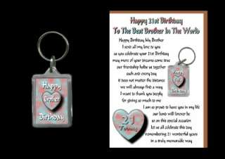 21ST HAPPY BIRTHDAY BROTHER 21 CARD AND KEYRING GIFT  
