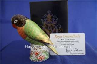 ROYAL CROWN DERBY BLACK FACED LOVEBIRD PAPERWEIGHT MALE  