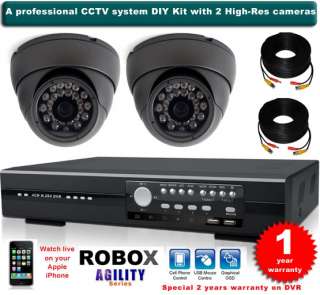 Home CCTV security system 2 SonyCCD dome camera DIY KIT  