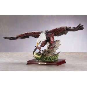   Eagle Fighting Rattlesnake Sculpture with Wood Base   Aspen Country