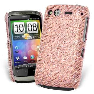 Light Pink Sparkle Glitter Cover Case for HTC Desire S  
