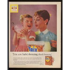  1957 General Mills Trix Cereal Habit Forming Print Ad 