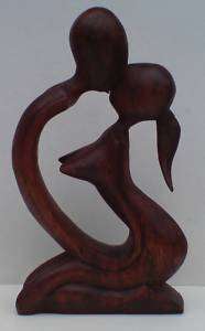 KISSING COUPLE THE LOVERS ABSTRACT / NICE WOOD CARVING  