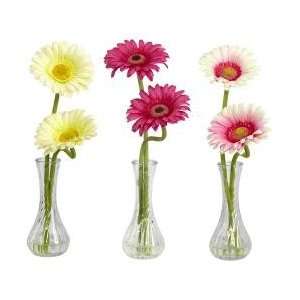  Gerber Daisy with Bud Vase (Set of 3)   Nearly Natural 