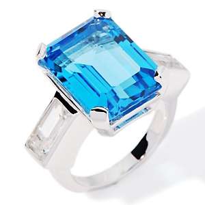   16.09ct Swiss Blue and White Topaz Sterling Silver Ring 