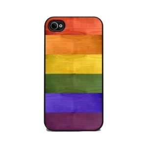  Rainbow Wood Grain   iPhone 4 or 4s Cover Cell Phones 