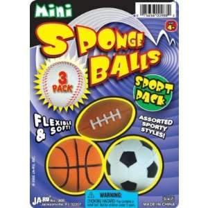  Sponge Sport Mini Balls 3pc Toys & Games