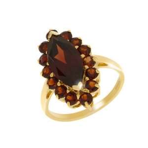  9ct Yellow Gold Garnet Cluster Ring Size 6 Jewelry