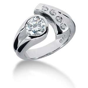   Diamond Ring Engagement Round cut 14k White Gold DALES Jewelry