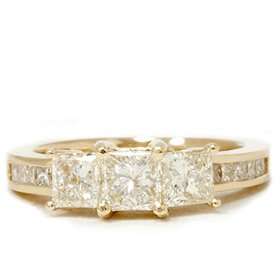 00CT Three Stone Diamond Ring 14K Yellow Gold Jewelry 