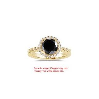   Black & White Diamond Ring in 14K Yellow Gold 3.0 Jewelry 