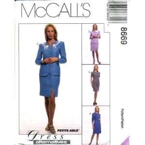  McCalls Sewing Pattern 8669 Misses Dress, Unlined Jacket 