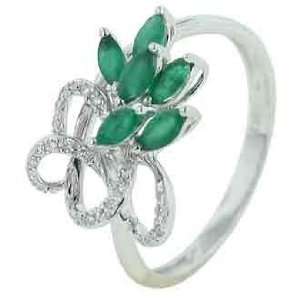  14K White Gold Emerald Diamond Ring Diamond quality AA (I1 