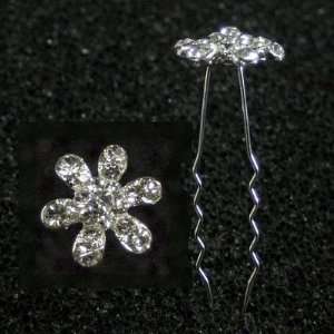   Wedding Beautiful Elegant Crystal Flower Hair Pins Sticks [PACK OF 6