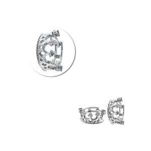   Gold, Tiara Crown Design Small Hoop Stud Earring Created Gems Jewelry
