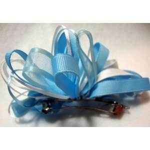  Blue and White Girls Hair Bow 