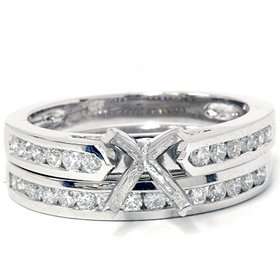  .55CT Cathedral Diamond Channel Set Rings 14K White Gold Jewelry