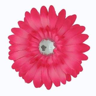 The Trendy Turtle Large Gerber Daisy Flower Hair Clip Bow with Crystal 