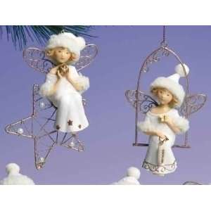   Holiday Blessings Angel on Star and Swing Christmas Ornaments 4.5