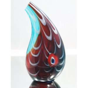 Murano Glass Vase Mouth Blown Art Rainbow Stripe Spiral Vase X571 