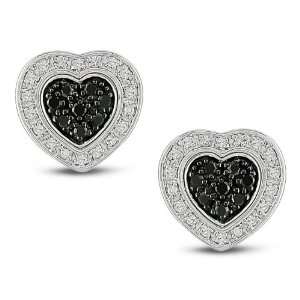   CT TDW Round Black and White Diamond Earring Set (G H, I2 I3) Jewelry