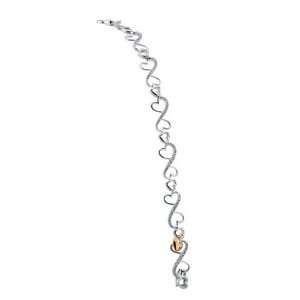  Sterling Silver and 10K Rose Gold Diamond Bracelet, 1/5 ctw. Jewelry