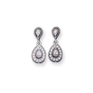    14k White Gold Diamond Vintage Earrings   JewelryWeb Jewelry