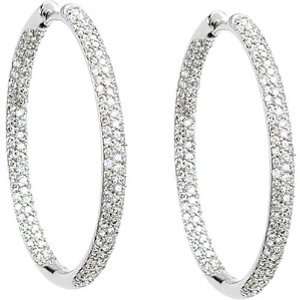  14K White Gold Diamond Hoop Earrings   1.75 Ct. Jewelry