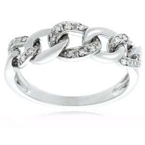  10k White Gold Diamond Link Ring (1/10 cttw, I J Color, I2 