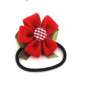 Red / Toddler/Girl/Teenager Flower Shaped with ribbon Bow Hair Elastic 