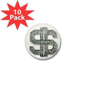  Mini Button (10 Pack) Bling Dollar Sign 