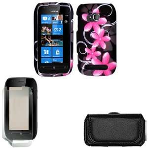 iFase Brand Nokia Lumia 710 Combo Pink Star Flower Protective Case 