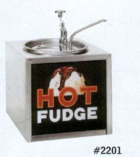 2201 Hot Fudge Warmer, Pump Style with Illuminated Sign  