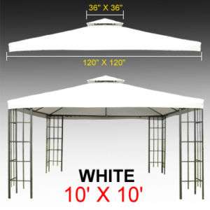WHITE 10 X 10 CANOPY GAZEBO REPLACEMENT TOP COVER PATIO  